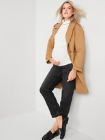 Thumbnail for your product : Old Navy Maternity Full Panel Slouchy Straight Cut-Off Black Jeans
