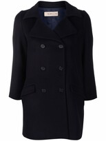 Thumbnail for your product : Blanca Vita Crop-Sleeve Double-Breasted Coat