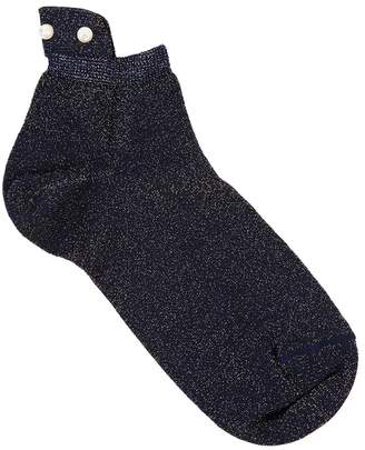 Pierre Mantoux Velia Faux Pearl-embellished Jersey Socks