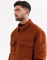 Thumbnail for your product : ASOS DESIGN wool mix jacket in tobacco