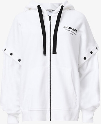AllSaints Womens Optic White Omnium Amphia Oversized Cotton-Jersey Hoody Xs