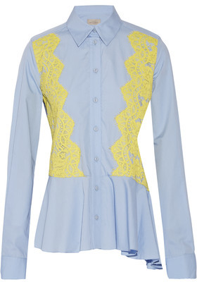 Preen by Thornton Bregazzi Warner Lace-Paneled Cotton Shirt