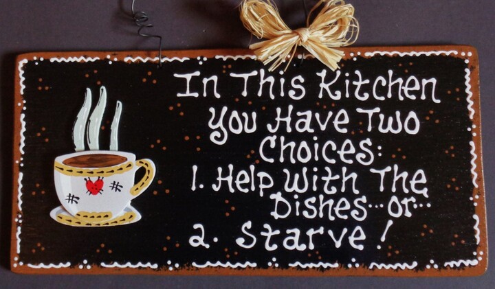 Etsy Coffee Cup Kitchen Sign Two Choices Help With Dishes Or Starve Wall Decor Plaque Wood Wooden Door Hanger