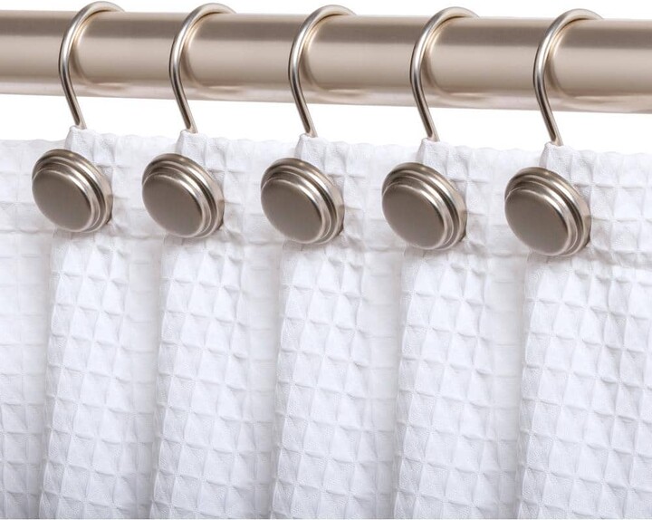 Utopia Alley Shower Rings Hooks, Rust Resistant Shower Curtain Hooks Rings in Brushed Nickel Set of 12