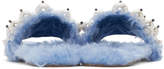 Thumbnail for your product : Miu Miu Blue Eco Shearling Pearl Slides