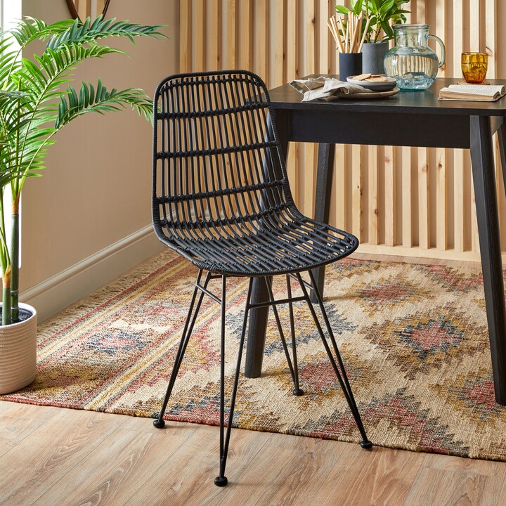 Dunelm Pax Set of 2 Dining Chairs, Rattan Black ShopStyle