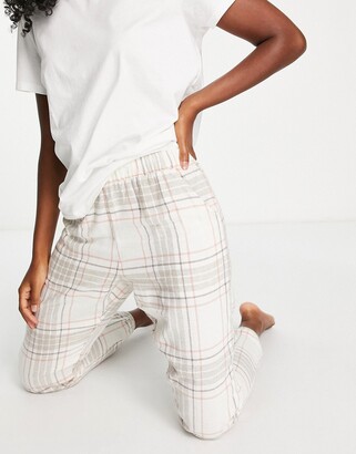 Hunkemoller checked printed pyjama bottoms in oatmeal - ShopStyle
