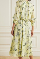 Thumbnail for your product : Erdem Yusra Floral-print Silk-voile Midi Dress - Yellow