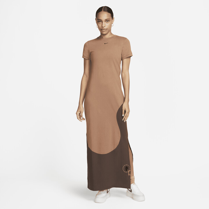 Nike Women's Sportswear Color Clash Maxi Dress in Brown - ShopStyle