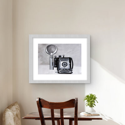 Lark Manor Antique Camera Framed Matted Print | Home Decor Accent
