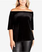 Thumbnail for your product : City Chic Trendy Plus Size Velvet Off-The-Shoulder Top