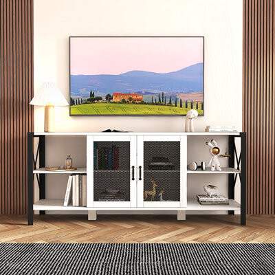August Grove Tv Stand Industrial Tv Stand Farmhouse Television Stand Accent Cabinet