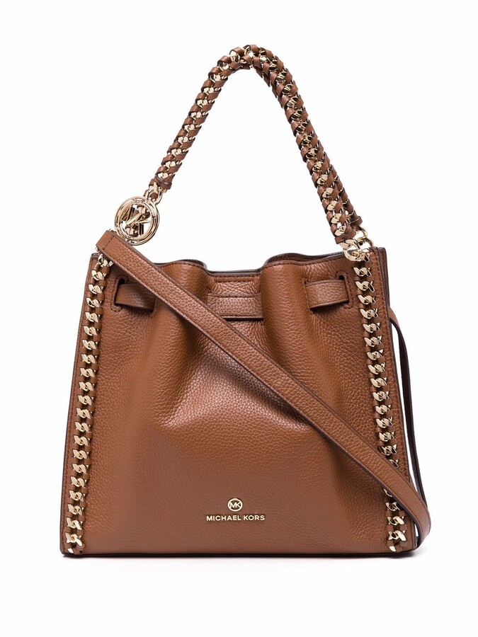 michael kors brown purse with gold chain