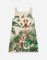 Thumbnail for your product : Dolce & Gabbana Linen Dress With Giraffe Print