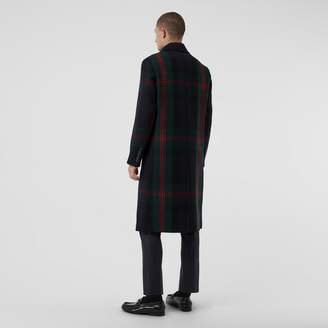 Burberry Tartan Wool Mohair Blend Tailored Coat
