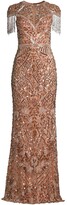 Thumbnail for your product : Mac Duggal Beaded Tassle-Trimmed Gown