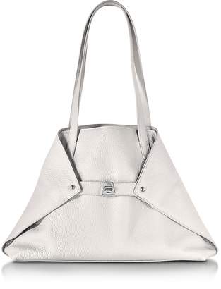 Akris Ai Small White Leather Tote Bag