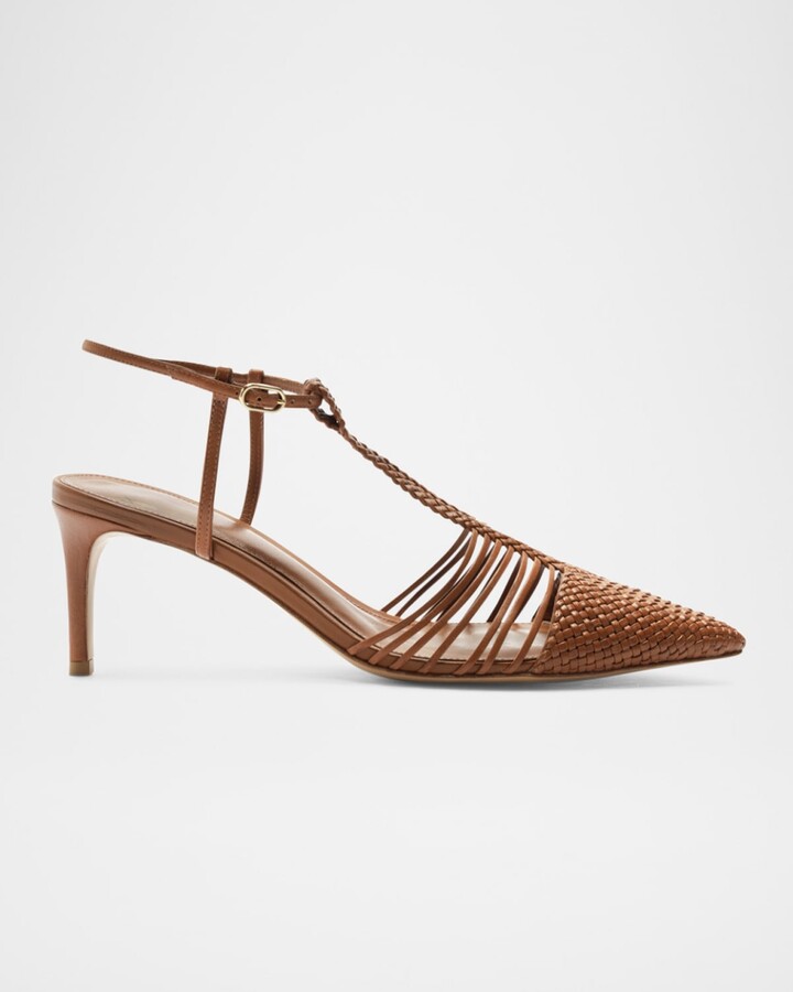 Alexandre Birman Nessa Pointed Woven Leather Sandals