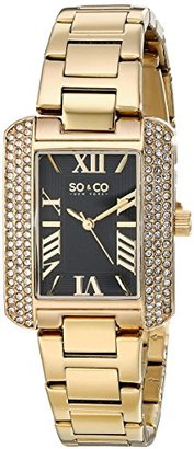 SO&CO New York Women's 5020.3 Madison Quartz Crystal Accented Gold-Tone Watch