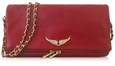 Zadig & Voltaire Garnet Red Leather Foldable Rock Clutch