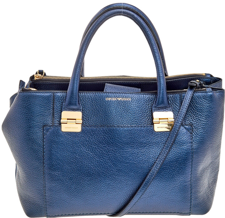 navy blue leather tote handbolsas