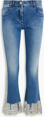 Balmain Fringed embellished mid-rise bootcut jeans