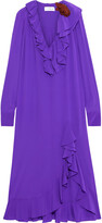 Thumbnail for your product : Victoria Beckham Floral-appliqued Ruffled Silk Crepe De Chine Midi Dress