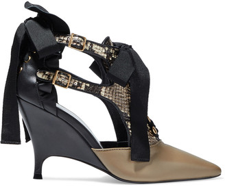 Zimmermann Ribbon Tie Lace-up Smooth And Snake-effect Leather Pumps