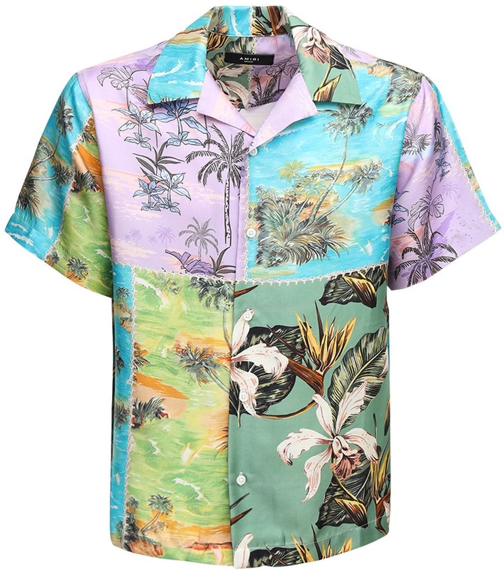 Amiri Hawaiian Patchwork Silk Bowling Shirt - ShopStyle