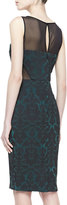 Thumbnail for your product : Badgley Mischka Cutout Jacquard Cocktail Dress, Emerald/Black