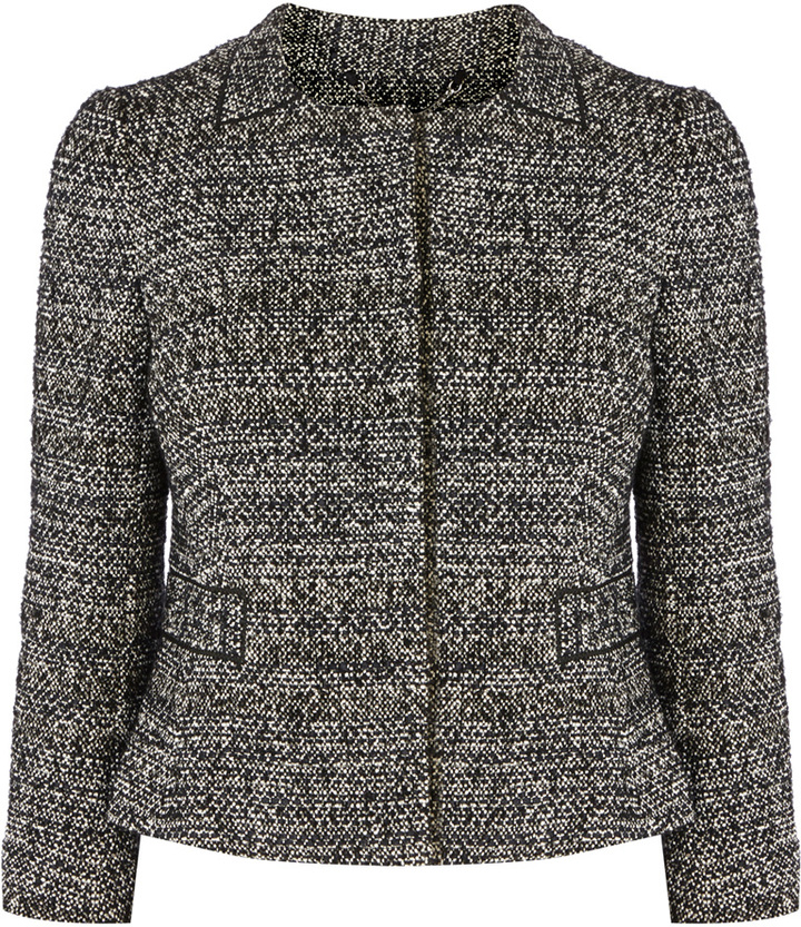 Karen Millen Collarless Tweed Jacket - ShopStyle