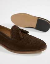 Thumbnail for your product : ASOS Design DESIGN loafers in brown suede with woven detail