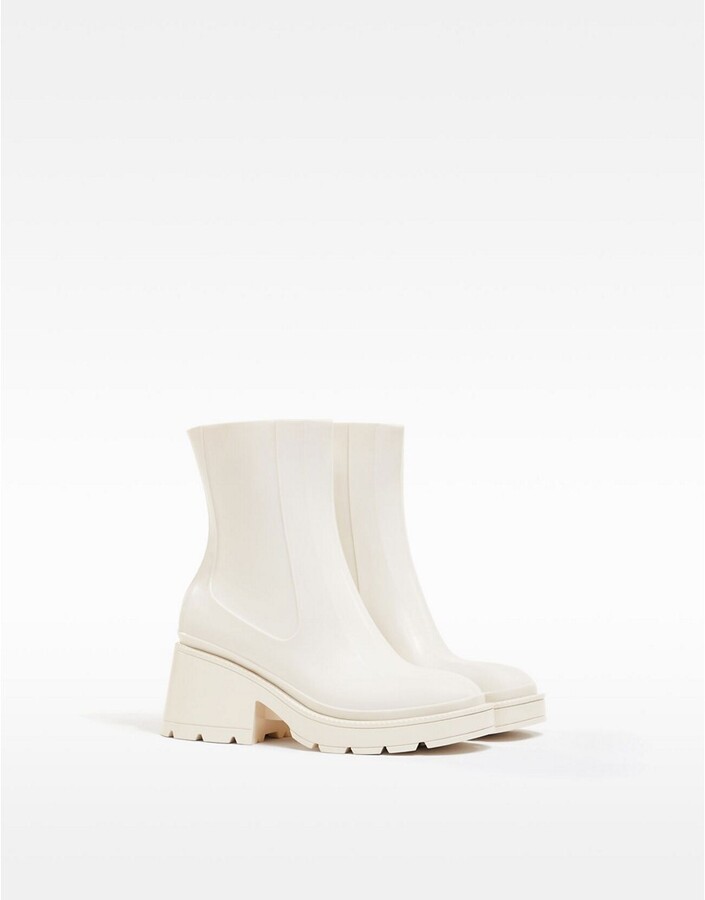 Ankle Boots White Boots Bershka Bershka Pointed Toe Kitten Heeled