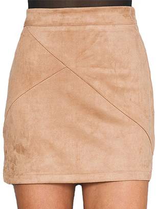 Simplee Apparel Women's High Waist Faux Suede Mini Short Bodycon Sexy Ponte Skirt