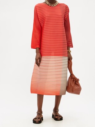 Pleats Please Issey Miyake Technical-pleated Trapeze Dress - Red Multi