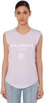Thumbnail for your product : Balmain Flocked Logo Jersey Sleeveless T-shirt