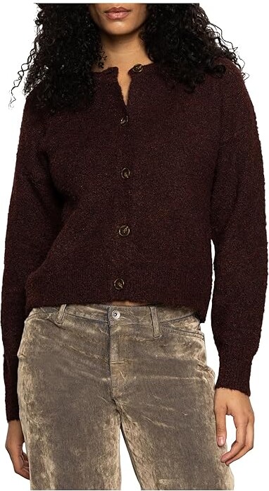 Sanctuary Boucle Cardi Women's Sweater Dark Crimson : XS (US 2) Acrylic/Polyamide/Polyester
