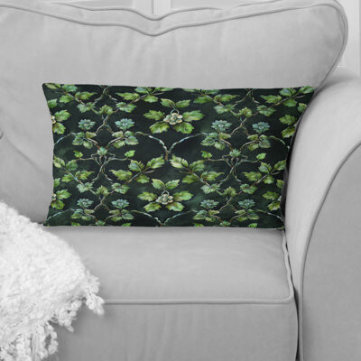 Black Green Vines I - Modern Lumbar Pillow