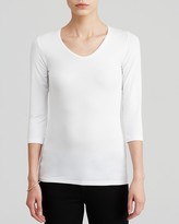 Thumbnail for your product : Majestic Filatures Majestic Three Quarter Sleeves V-Neck Tee
