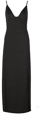 boohoo NEW Womens Ray Plunge Neck Super High Split Maxi Dress in Polyester