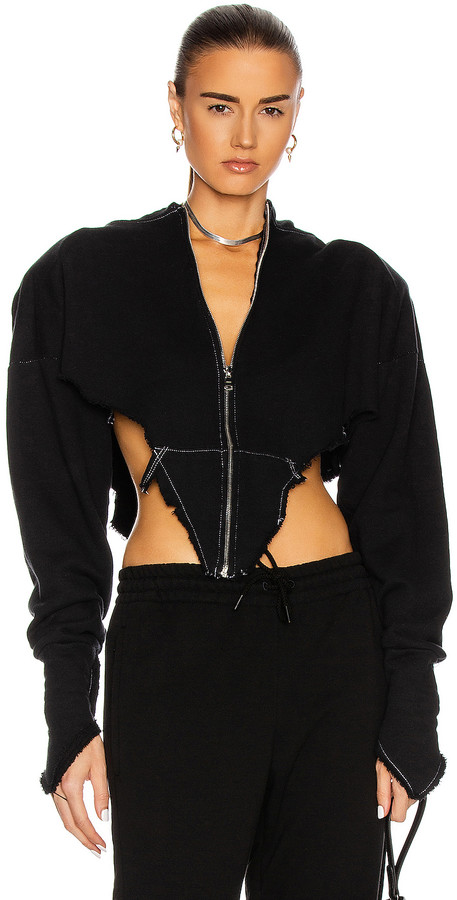 SAMI MIRO VINTAGE V Cut Zip Up Hoodie in Black | FWRD - ShopStyle