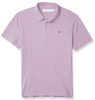 Calvin Klein Men's Short Sleeve Slub Cotton Monogram Logo Polo Shirt