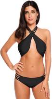 Thumbnail for your product : Ekouaer Woman Bikini Sets Swimsuit Low Waist Bikini Bottom With Halter Top (, XL)