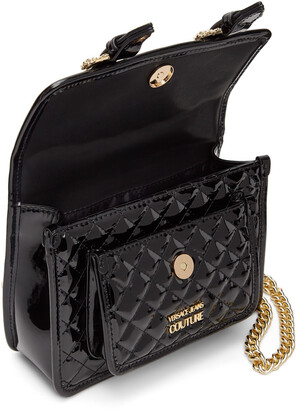 Versace Jeans Couture Black Quilted Patent Buckle Bag