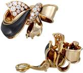 Thumbnail for your product : Givenchy 18K Yellow Gold 1.00ct Diamond and Onyx Bow Clip Earrings