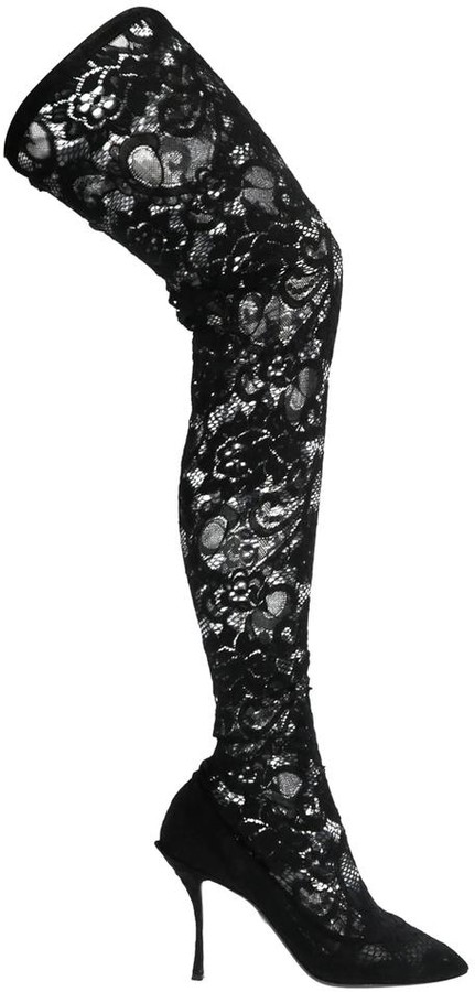 dolce and gabbana lace thigh high boots