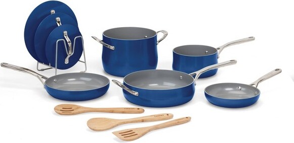 Cuisinart Culinary Collection 12pc Ceramic Cookware Set Blue : Target