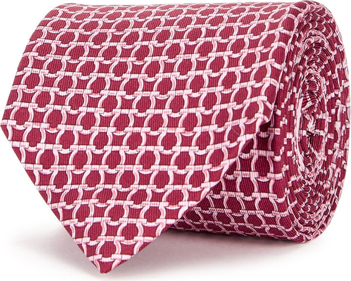 Ferragamo SF AO Gancio Print Silk Tie