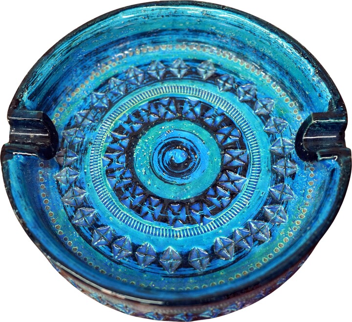 Raymor Aldo Londi Rimini Blu Ashtray By Bitossi, Mid-century Modern Italy