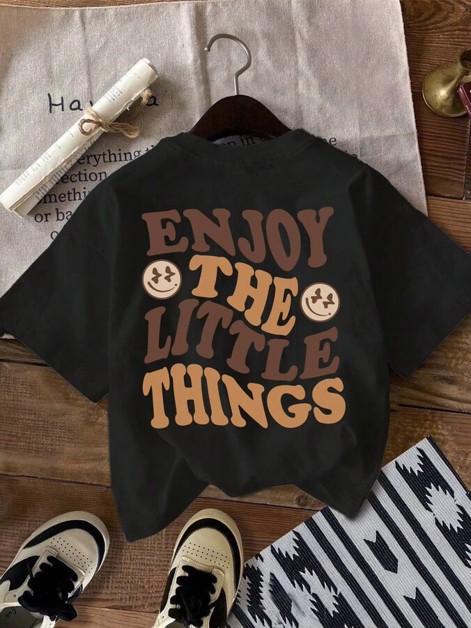 Summer Tees Y2k Harajuku Style Kids Clothing Tops All-Match Classic Kawaii Cotton Girls Casual Simple Letter Back Print T-Shirt